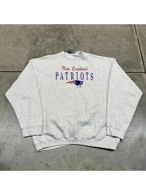 vintage new england patriots logo 7 made in usa heavyweight grey crewneck xl